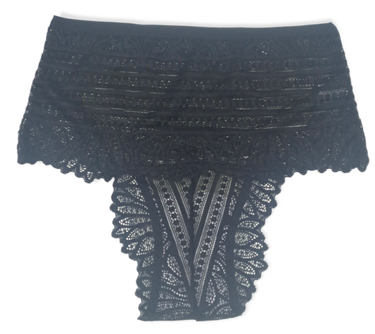 3 Calcinhas Hot pants em Renda Bicolor Clássica com Laterais Largas | Mylla Lingerie