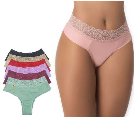 Kit 5 Calcinha Fio Dental de Microfibra Modelo asa delta Conforto Talita - Mylla Lingerie