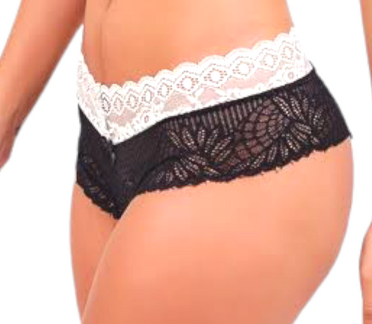 Kit 10 calcinhas Caleçon renda bicolor - Poliamida - Mylla Lingerie