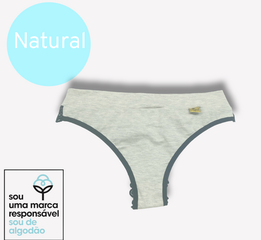 Kit 3 Calcinhas algodão natural fio dental e renda | Mylla Lingerie