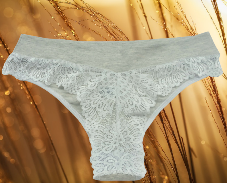 Kit 3 Calcinhas algodão natural fio dental e renda | Mylla Lingerie