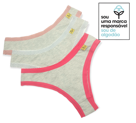 Kit Semaninha 7 peças Calcinhas conforto anti-bacterianas de algodão sustentável ecológico | Mylla lingerie