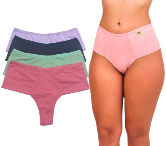 Kit 5 Calcinhas Fio Duplo Microfibra - Laterais duplas Largas - Modeladora - Mylla Lingerie